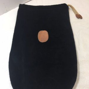 Tauer & Johnson Black Velvet Dust Shoe Bag Vintage Drawstring Leather Logo ONE